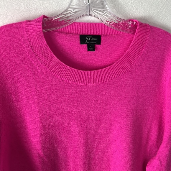 J. Crew 100% Cashmere Sweater Women's Fitted  L Pink Lightweight Knit EUC - Picture 8 of 10